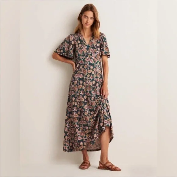 Boden Jersey Midi Tea Dress in Chesapeake Bay Paisley Size 8 - Picture 1 of 10